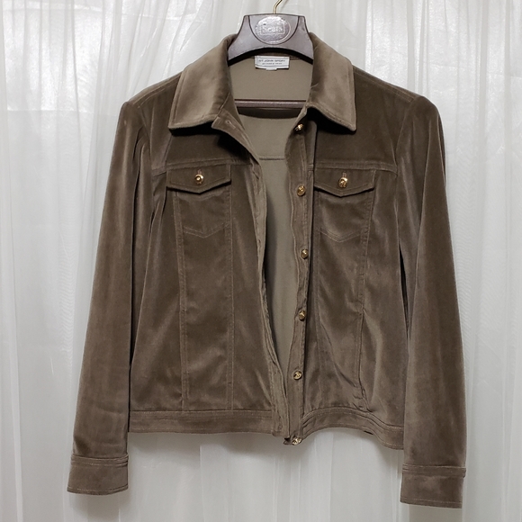 St. John Sport Tan Suede Feel Tan Jacket Sz ?? - Picture 3 of 14